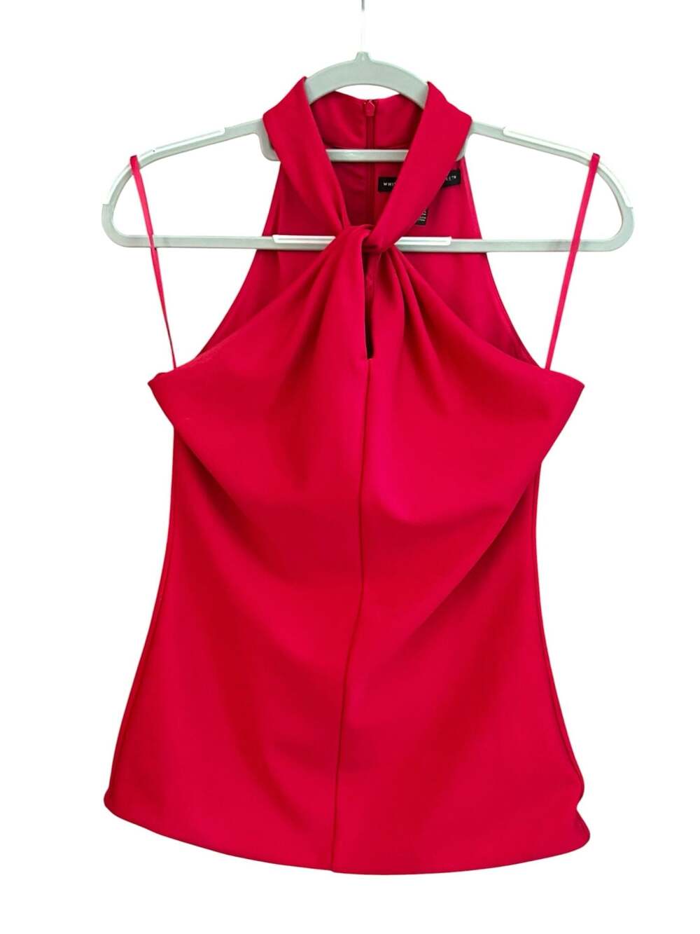 White House Black Market Red Twist Neck Halter Top